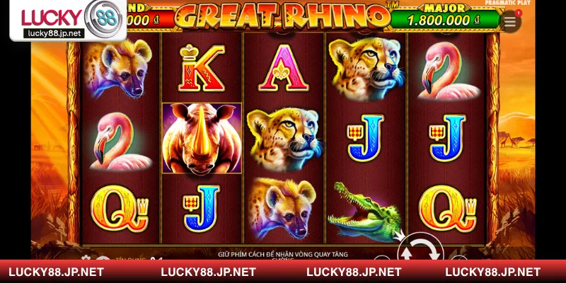 Nhấn Spin đẻ bắt đầu cuộn quay săn thưởng nổ hũ Great Rhino